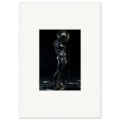 Futuristic humanoid robot in darkness, perfect for room decor or canvas prints