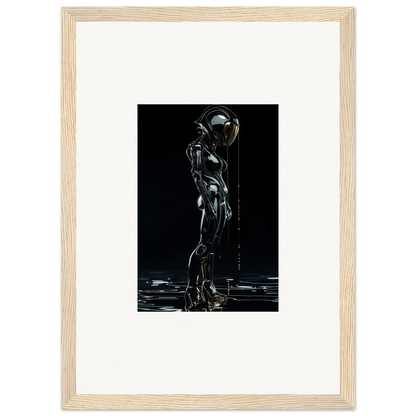 Futuristic humanoid robot in dark room decor perfect for canvas prints or framed wall art