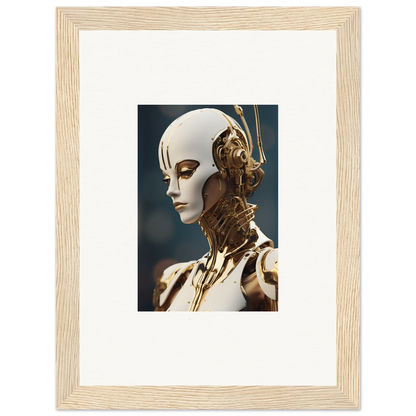 Futuristic humanoid robot with golden parts for Whiskey Obedient room decor art