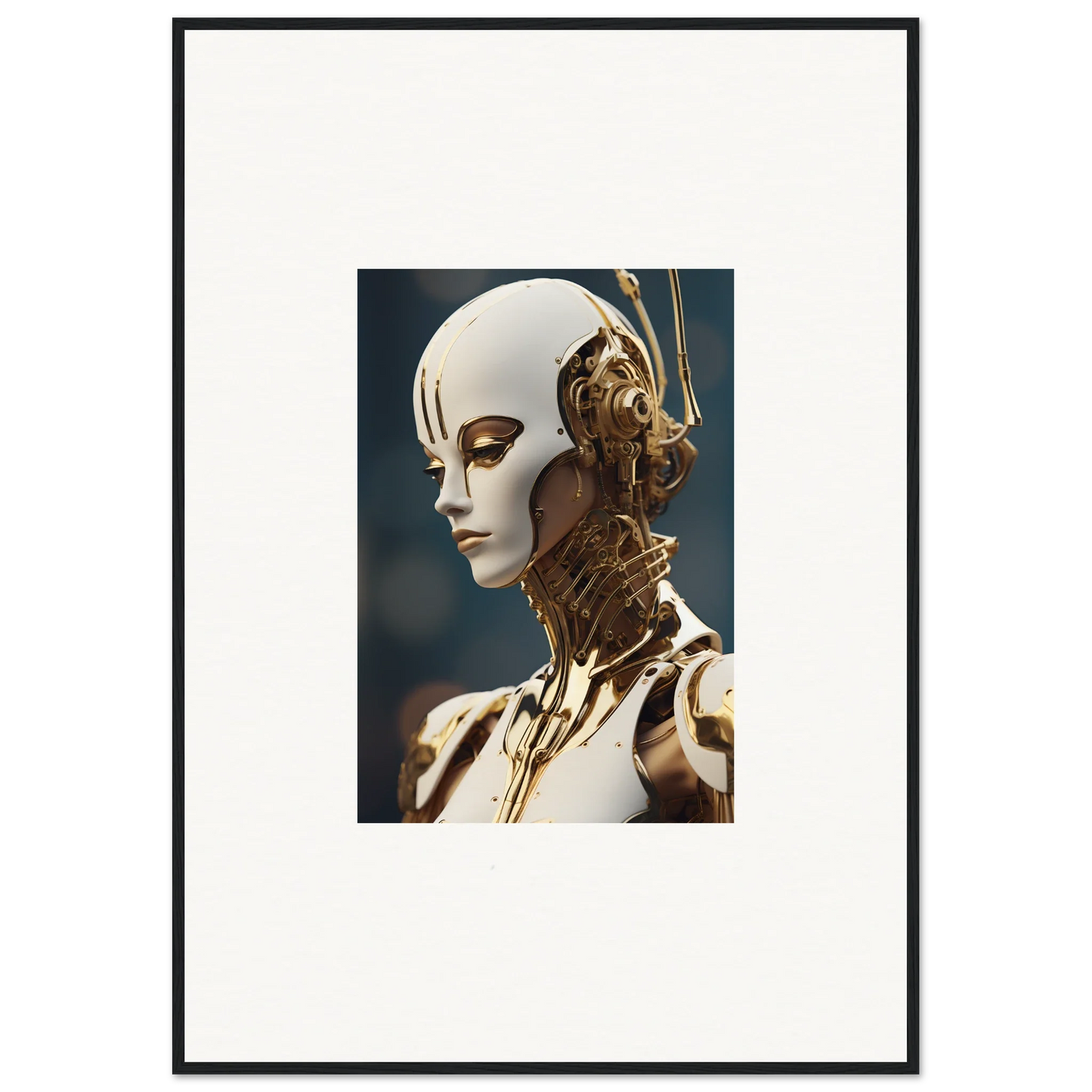 Futuristic humanoid robot with white face and metallic parts for unique Room Decor