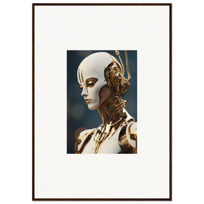 Futuristic humanoid robot art for whiskey obedient themed room decor framed wall art