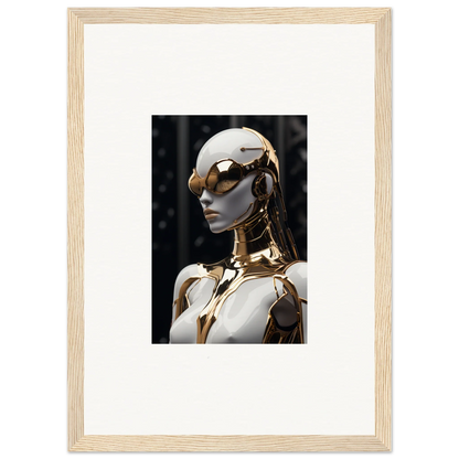 Futuristic humanoid robot with gold accents, perfect for Psyche Glimmer room decor