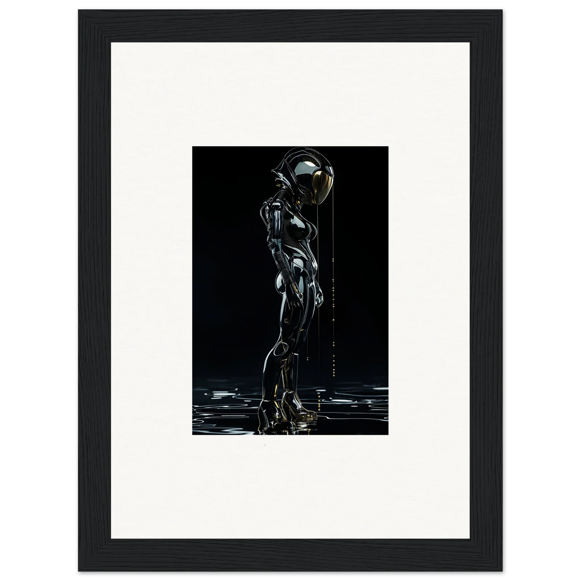 Futuristic metallic robotic figure art for modern room decor or canvas prints