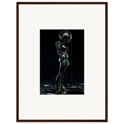 Futuristic robotic figure in dark setting for unique room decor and canvas prints