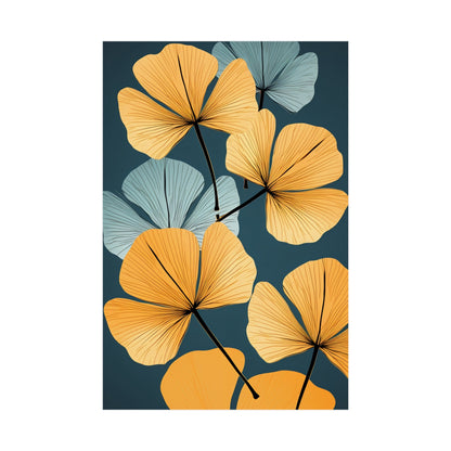 Gin ging leaves on a blue background