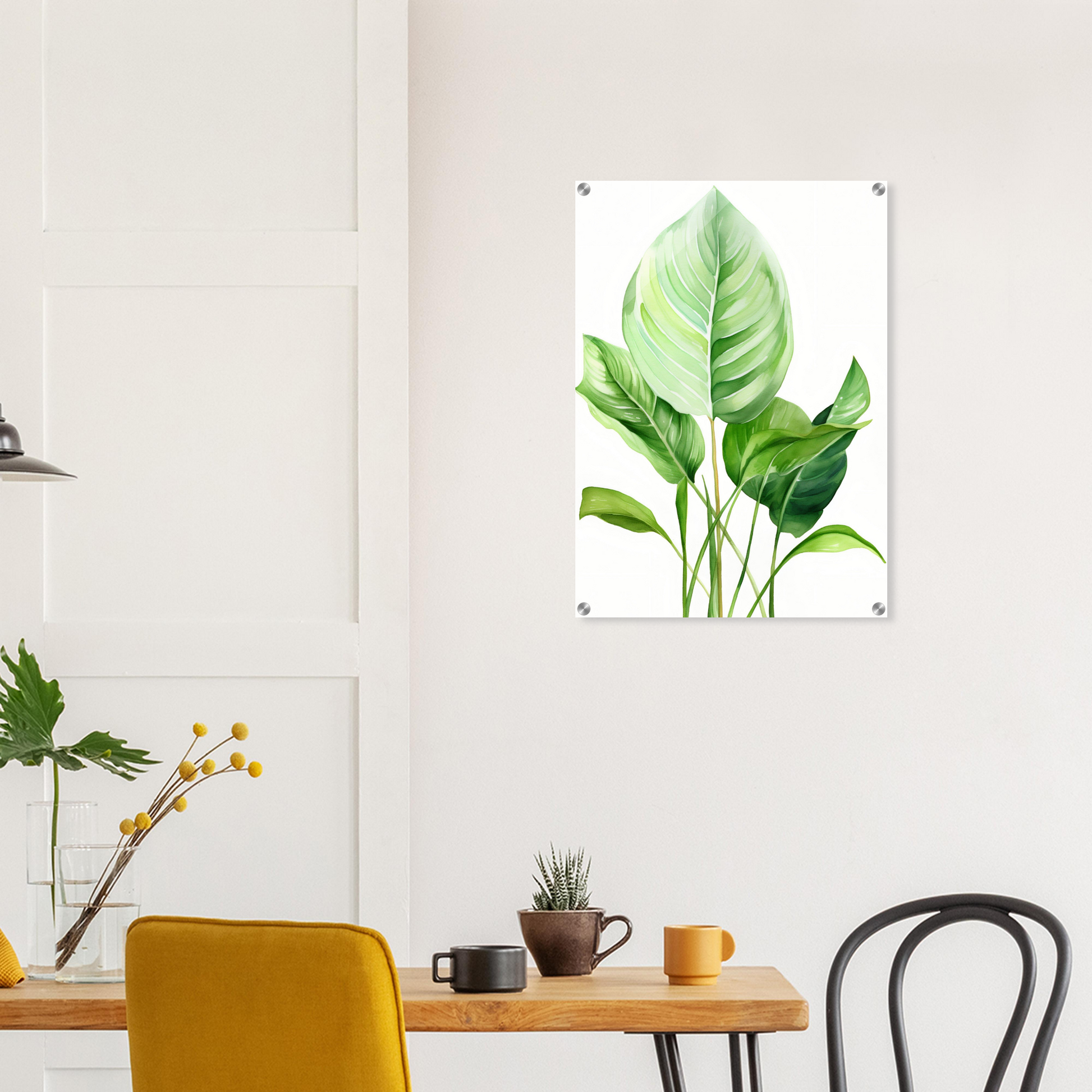 A high-quality close up of Aquarelles Tropical Leaf A - Acrylic Print The Oracle Windows™ Collection.