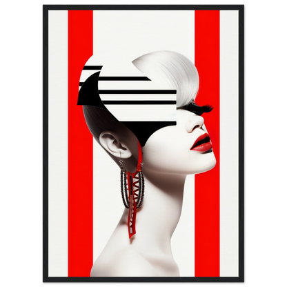 A high-quality Deep Dive The Oracle Windows™ Collection for my wall featuring a portrait of a woman with red and white stripes on her face. This artwork will transform your space.