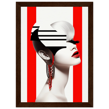 A high-quality Deep Dive The Oracle Windows™ Collection for my wall featuring a portrait of a woman with red and white stripes on her face. This artwork will transform your space.