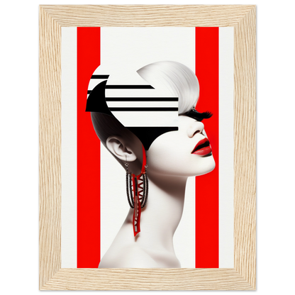 A high-quality Deep Dive The Oracle Windows™ Collection for my wall featuring a portrait of a woman with red and white stripes on her face. This artwork will transform your space.