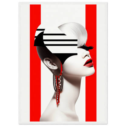 A high-quality Deep Dive The Oracle Windows™ Collection for my wall featuring a portrait of a woman with red and white stripes on her face. This artwork will transform your space.