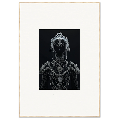 Intricate metallic cyborg figure art for modern room decor and framed wall art