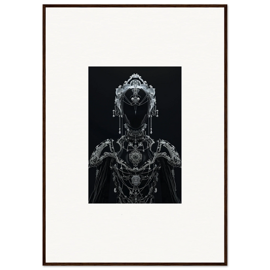 Intricate metallic cyborg figure with ornate details for Enigma Skein Emsembler wall art