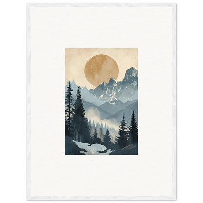 Landscape painting of mountains and forests, perfect alpine serenade for room decor