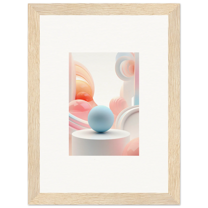 Light blue sphere on white surface with soft pink shapes, perfect for cosmic timeless room decor