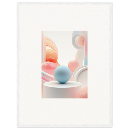 Light blue sphere on white surface for cosmic timeless room decor or framed wall art