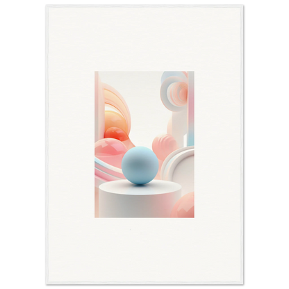 Light blue sphere on white surface, perfect for Cosmic Timeless room decor or framed wall art