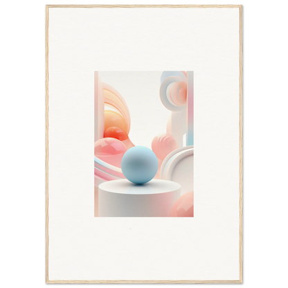 Light blue sphere on white surface with pink shapes, perfect for cosmic timeless room decor