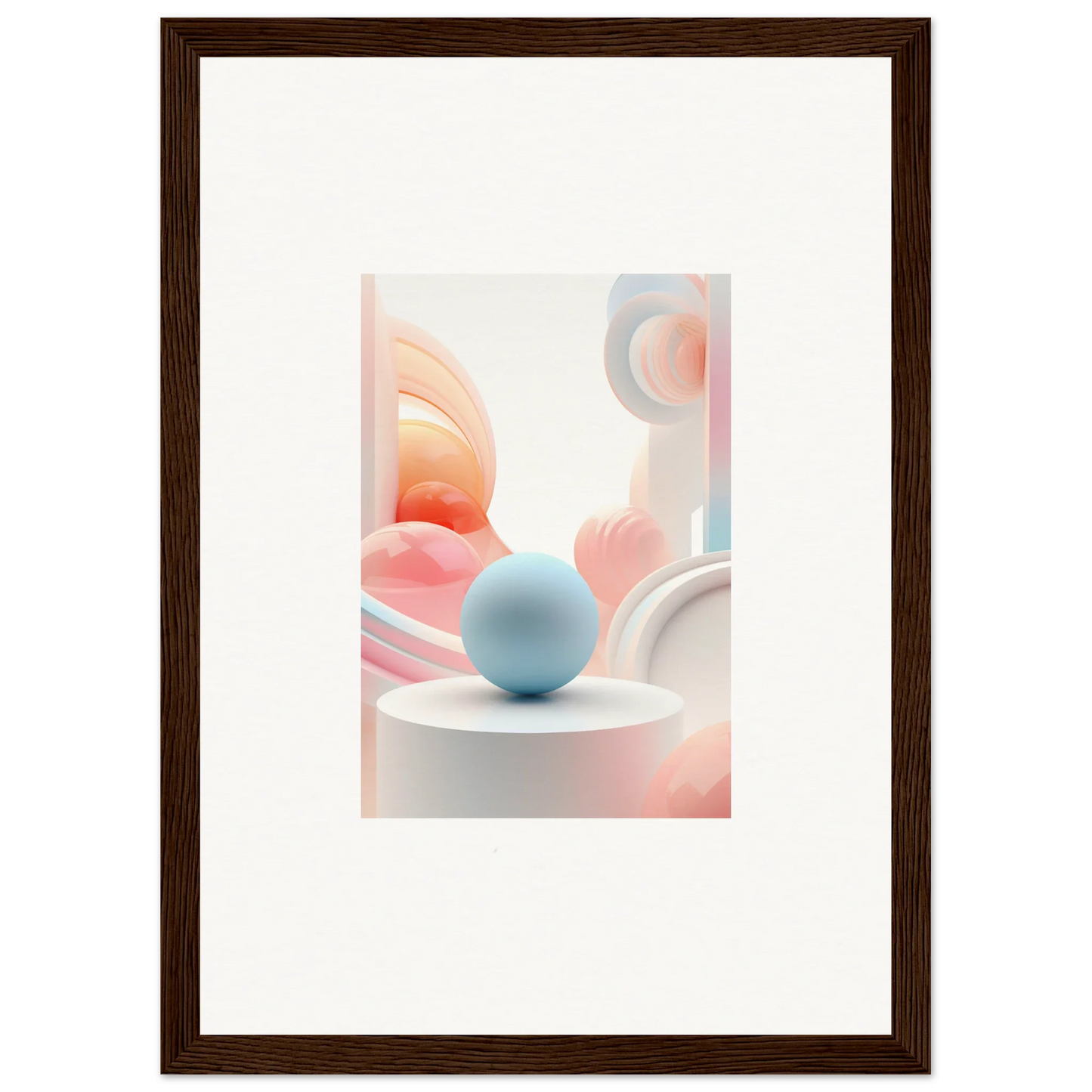 Light blue sphere on white surface with pink shapes, ideal for Cosmic Timeless room decor