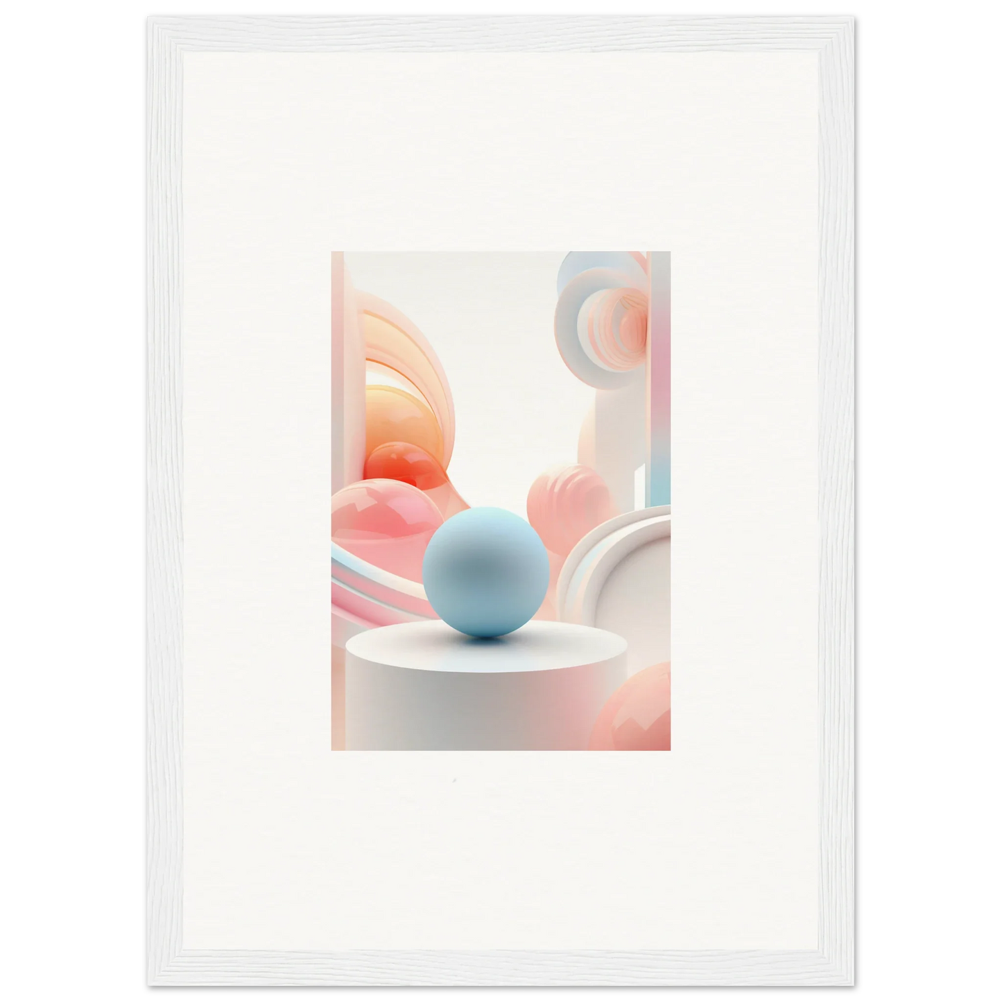 Light blue sphere on white surface, perfect for cosmic timeless room decor or framed wall art