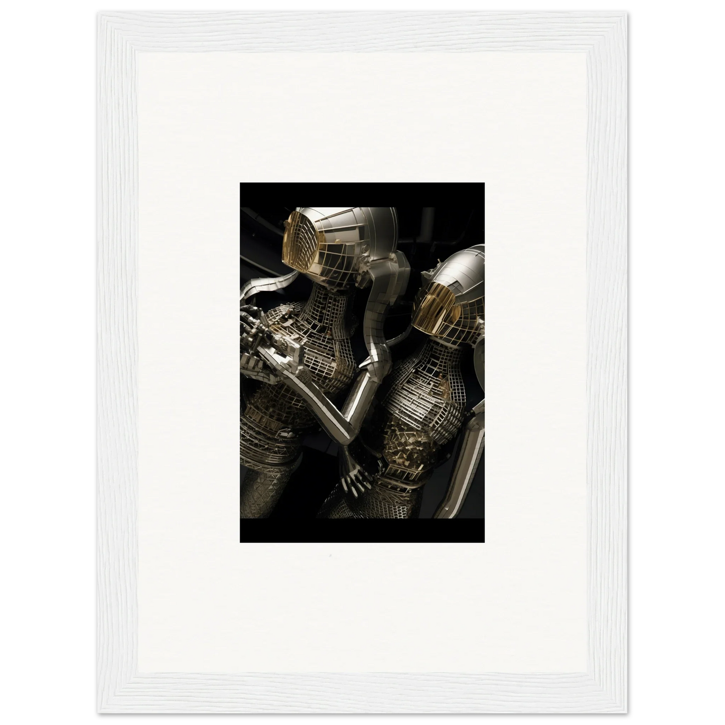 Intricate Medieval suit of armor in Molten Alloy Dreams framed wall art for unique room decor