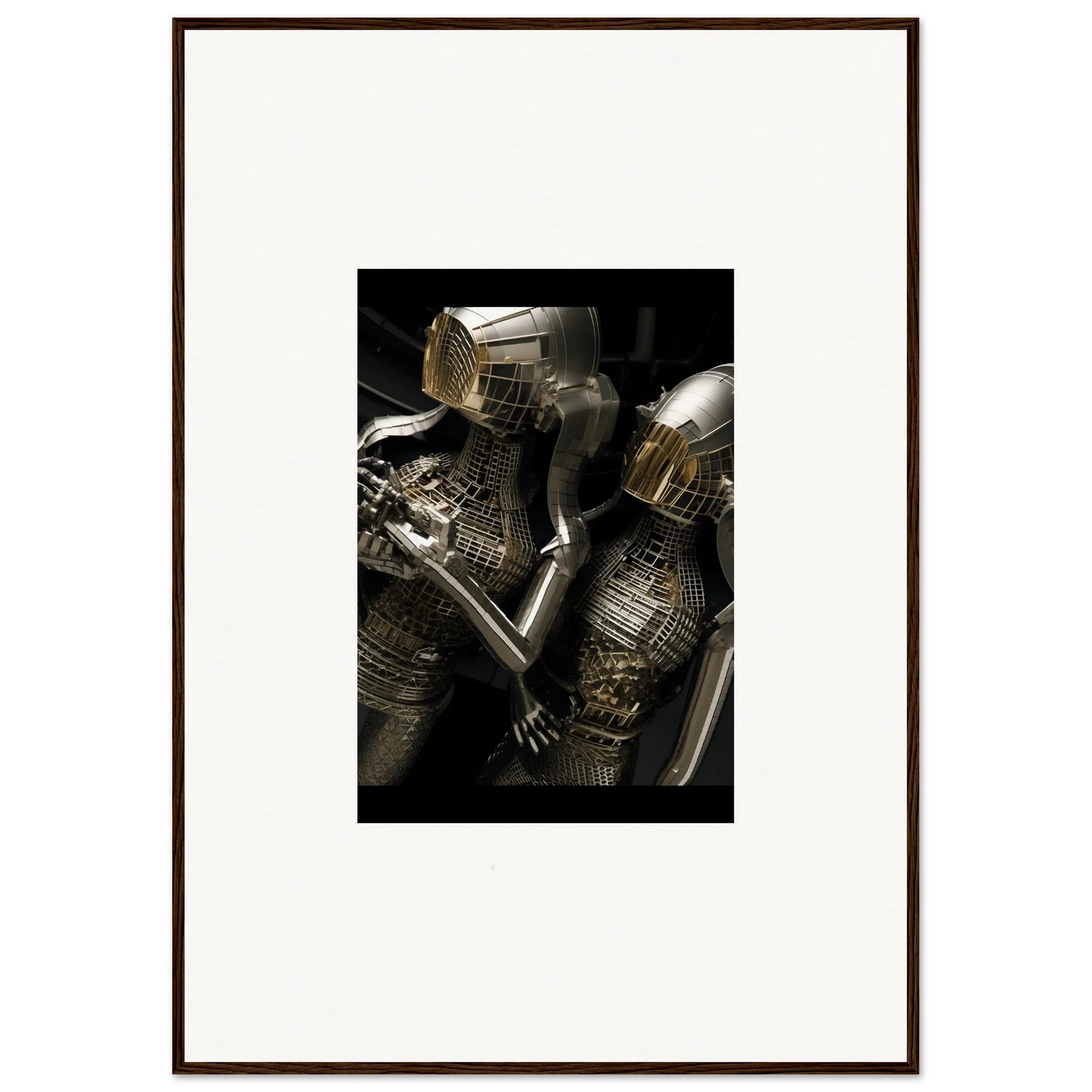 Medieval suit of armor with engravings in Molten Alloy Dreams framed wall art decor