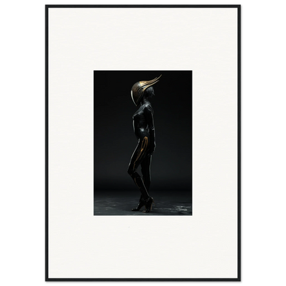 Metallic humanoid figure with beak-like head, ideal for noise threshold room decor