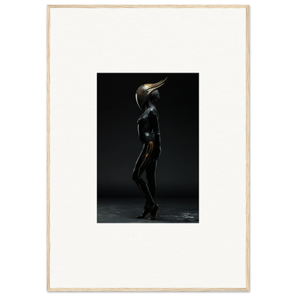 Metallic humanoid figure in profile, ideal for noise threshold-themed room decor