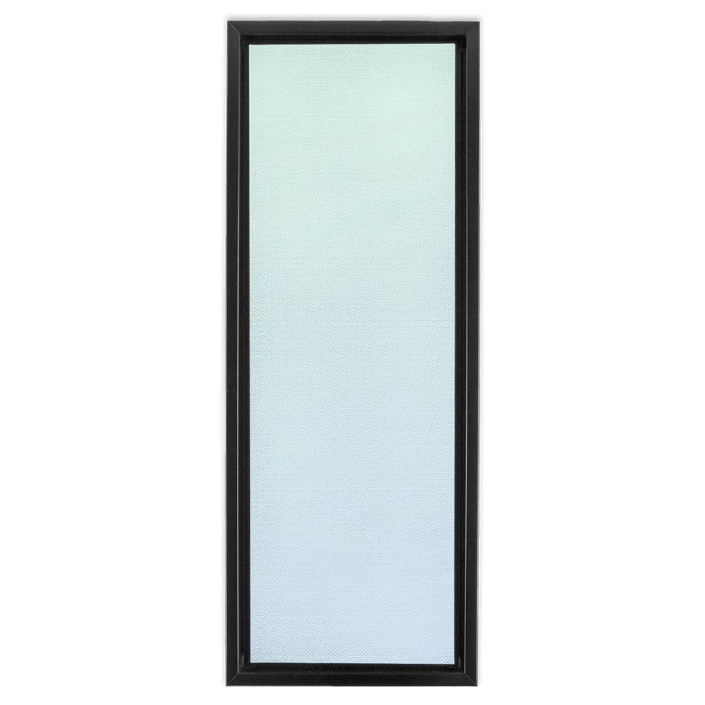 A minimalistic Misty Morning Gradient - Framed Traditional Stretched Canvas door with a glass panel on it.