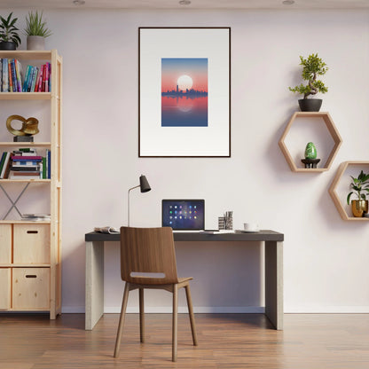 Modern home office with Eloquent Dusk Memento and stylish room decor elements