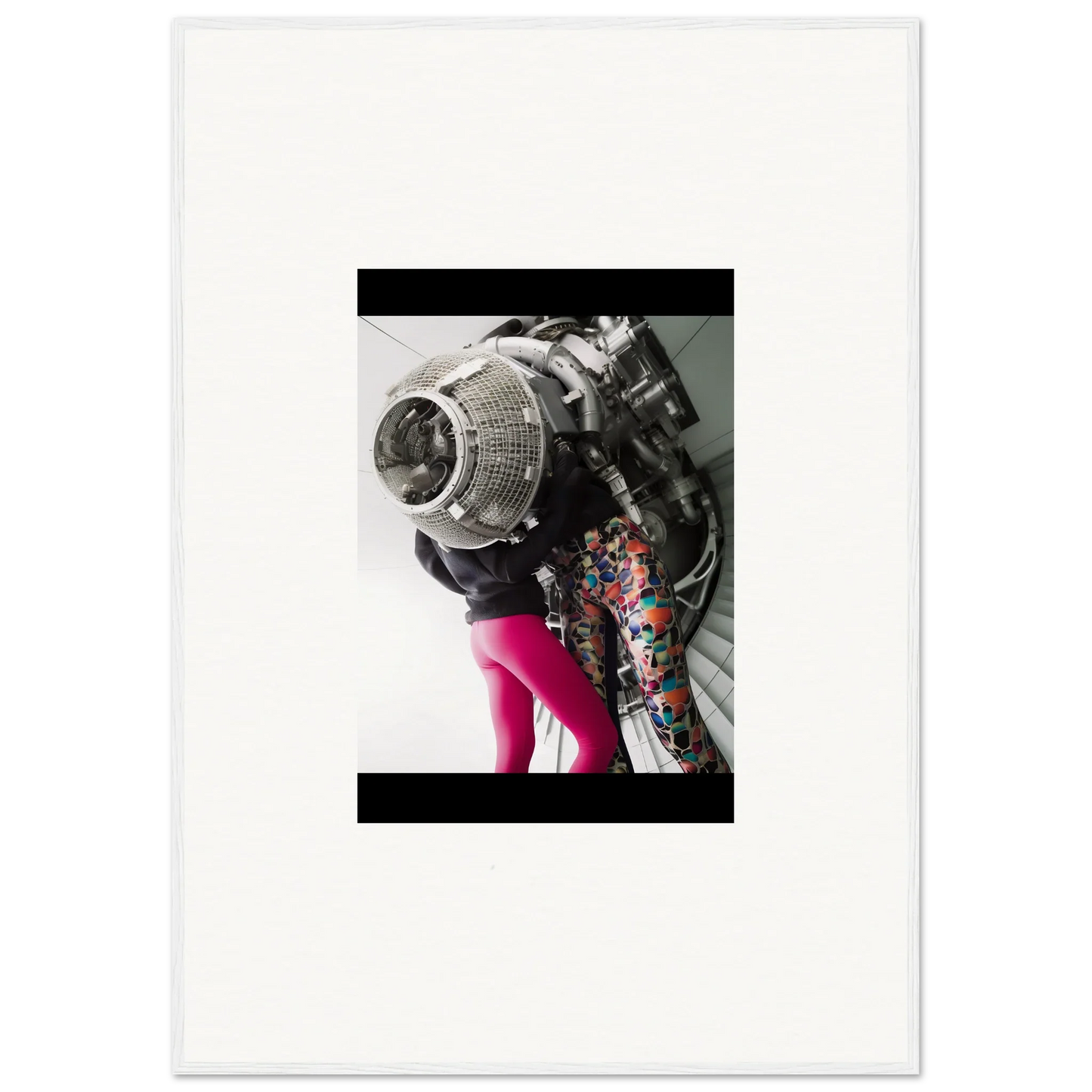 Motorcycle engine with bright pink components for Magneto Embrace room decor art