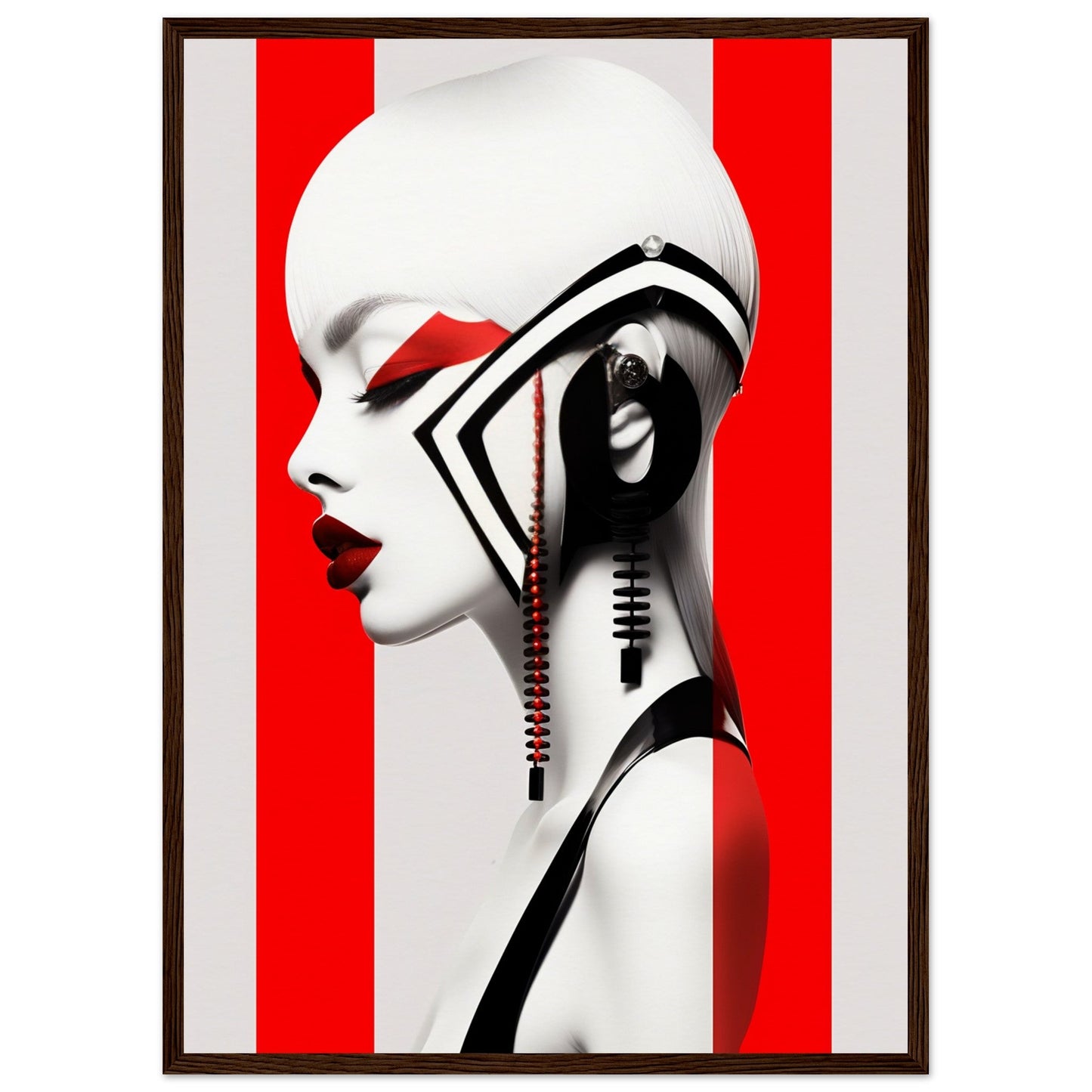 I am looking for a high quality Techno Tribe The Oracle Windows™ Collection poster for my wall featuring a woman's head with a red and white stripe.
