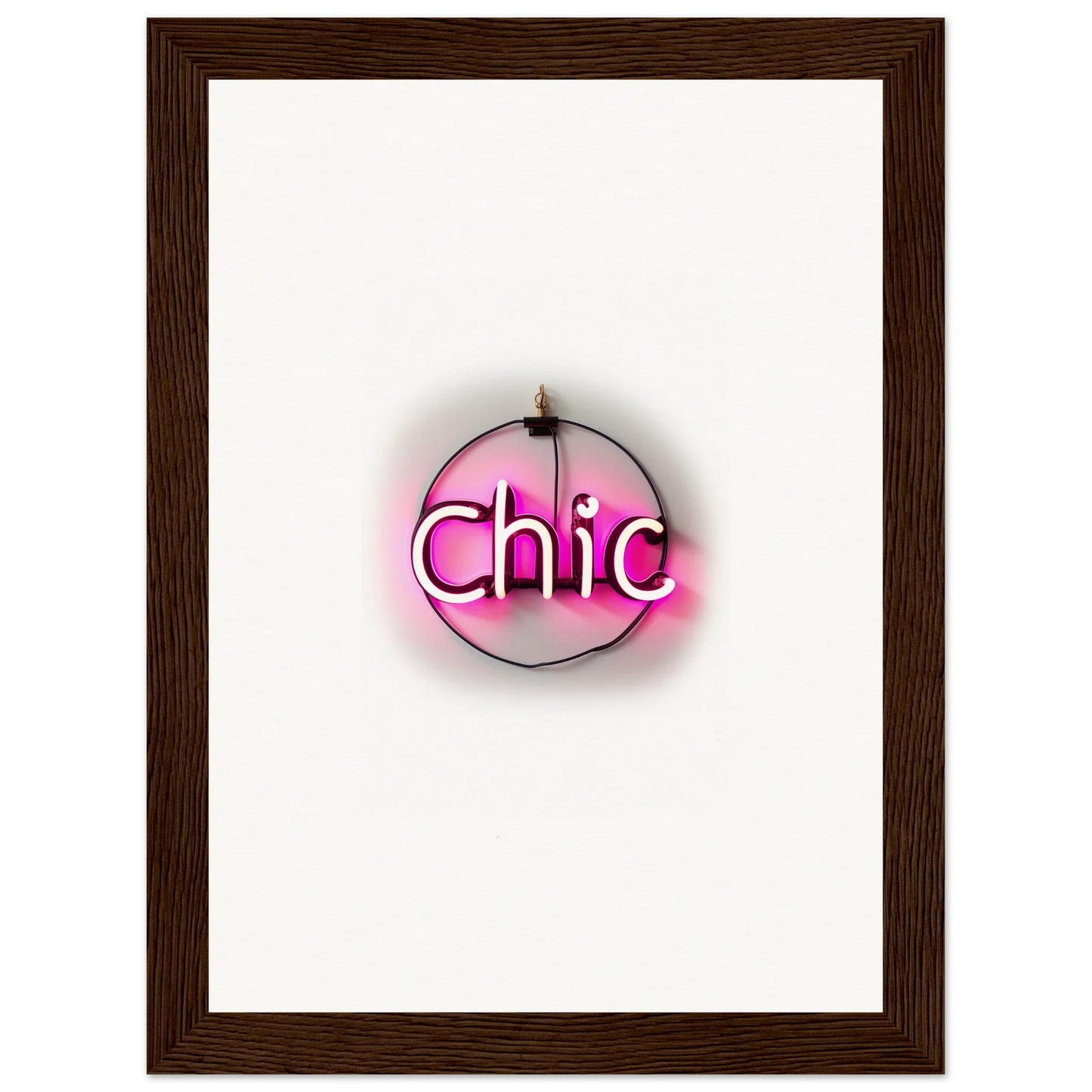 Neon pink Chic text in circular shape, perfect for Espress Plaissant room decor