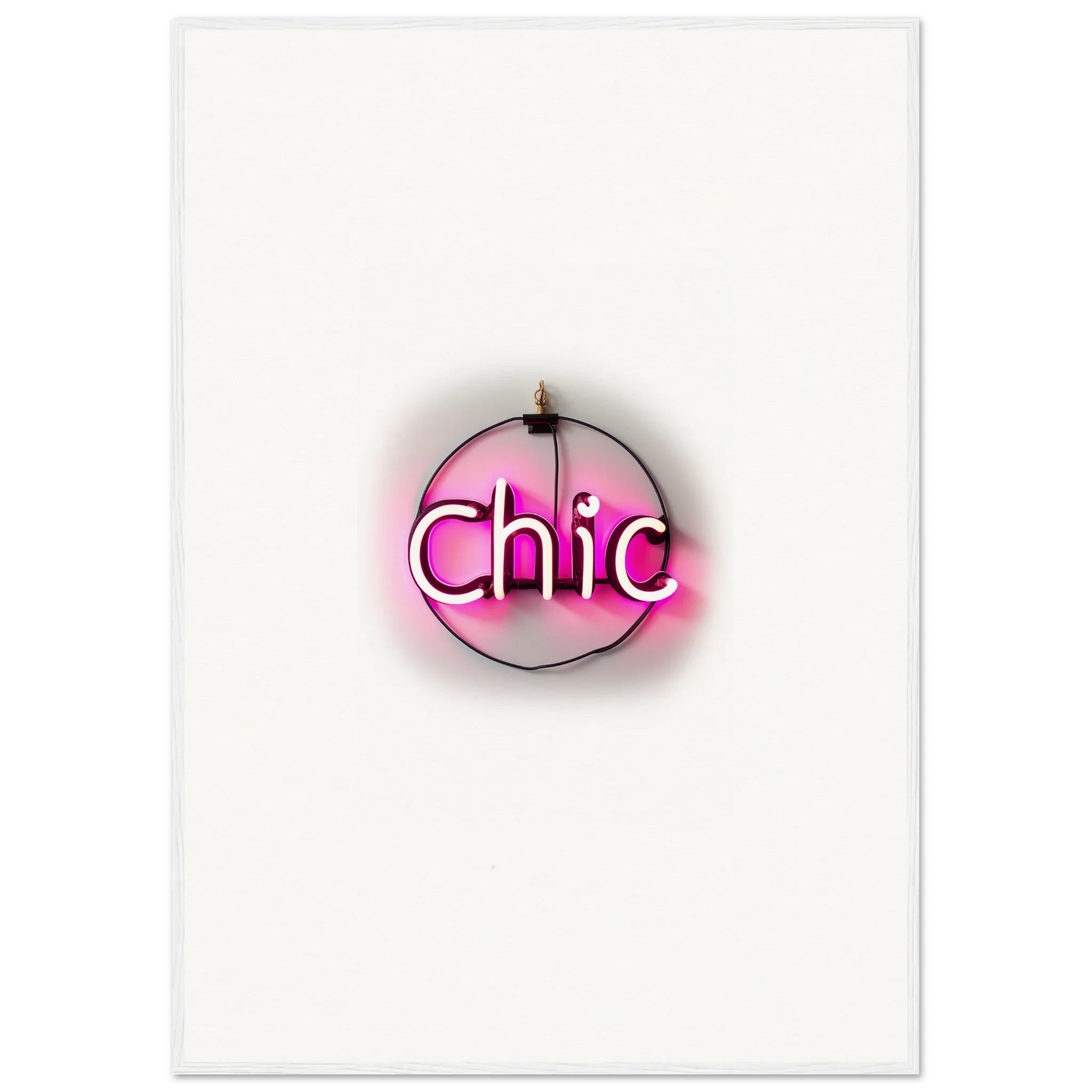 Neon pink Chic sign in circular frame for stylish room decor and Framed Wall Art