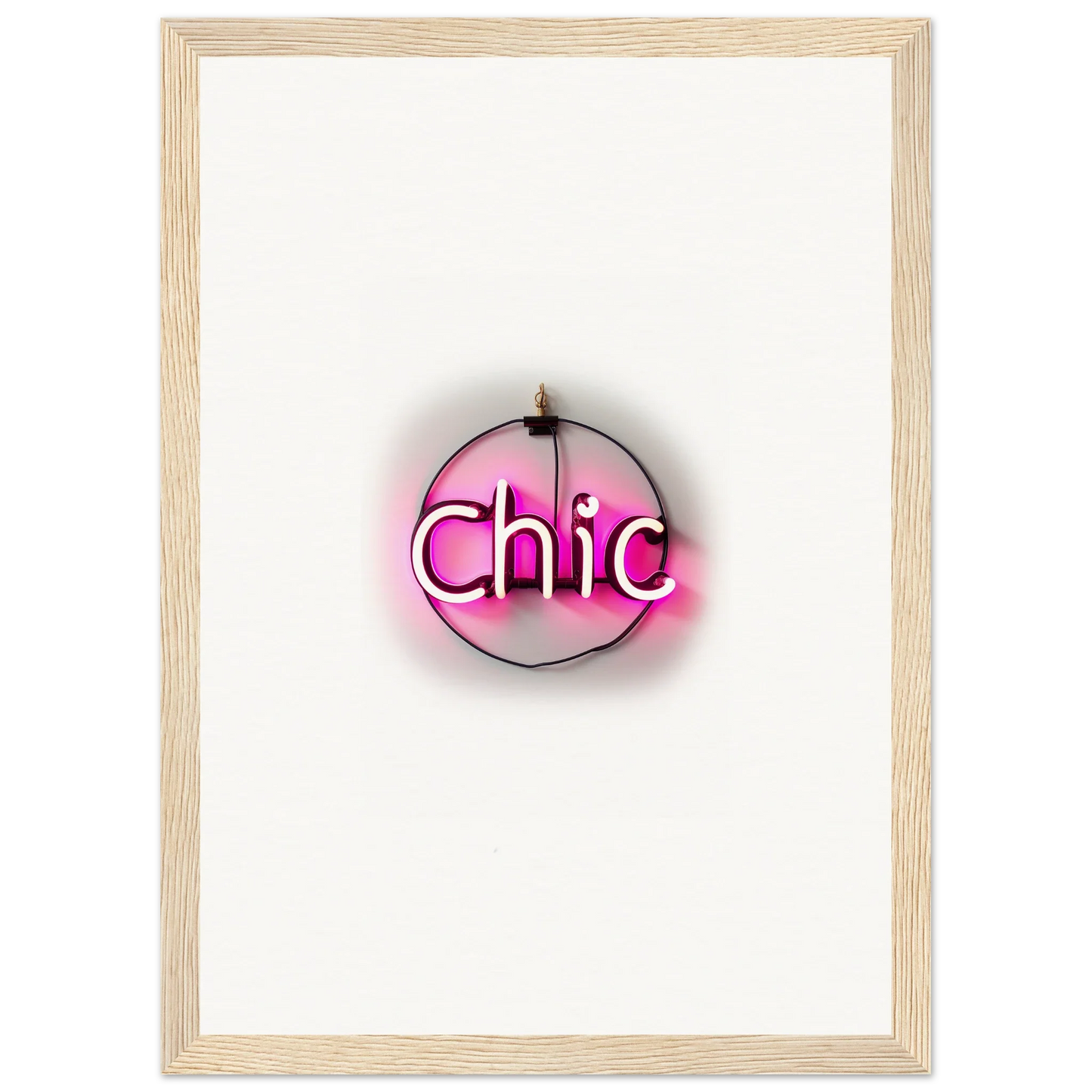 Neon pink Chic sign as stylish room decor for Framed Wall Art, part of Espress Plaissant