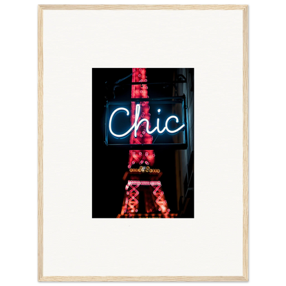 Neon Chic sign with illuminated Eiffel Tower backdrop for Paris dreams room decor