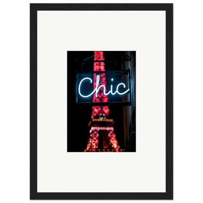 Neon sign Chic with red Eiffel Tower for Paris dreams room decor wall art