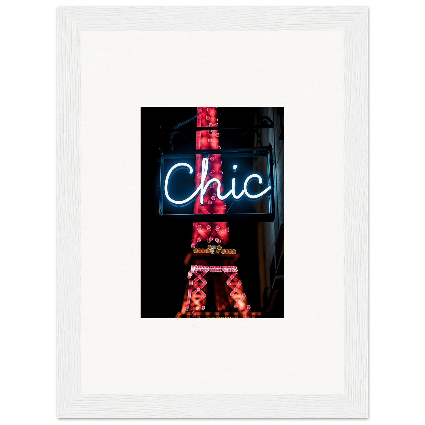 Chic neon sign with Eiffel Tower, perfect for Paris dreams room decor or framed wall art