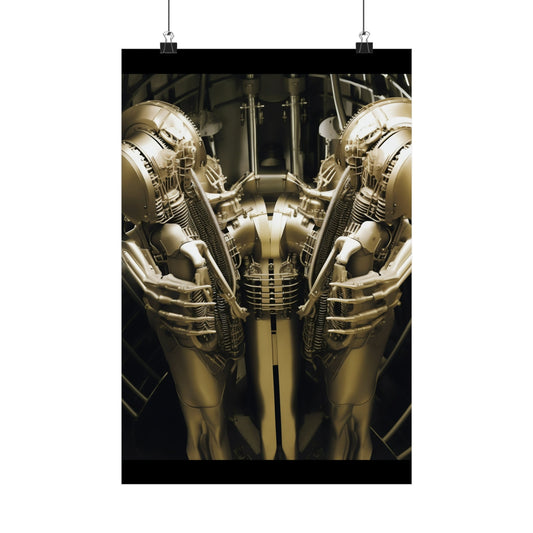 Metallic robotic or alien-like figure with elongated arms and a skeletal appearance.