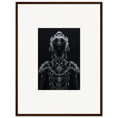 Ornate black and white portrait of a figure with jewelry for Room Decor and Skein Emsembler