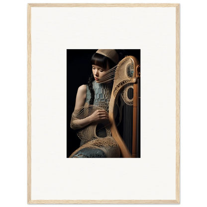 Ornate harp with decorative frame, ideal for Velvet Fantasia room decor or framed wall art