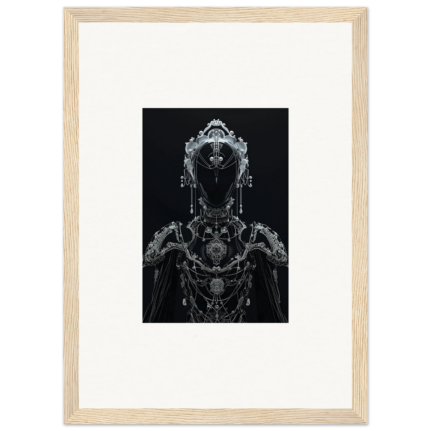 Ornate black and white robotic figure art for Room Decor - Skein Emsembler