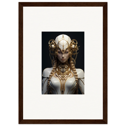 Ornately adorned female figure with gilded cosmos headdress, perfect for room decor