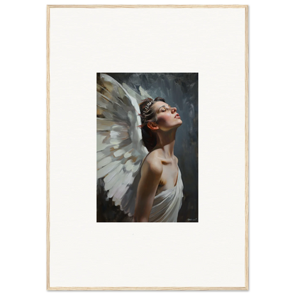 Angelic figure with white wings looking upward, perfect for light orchard room decor