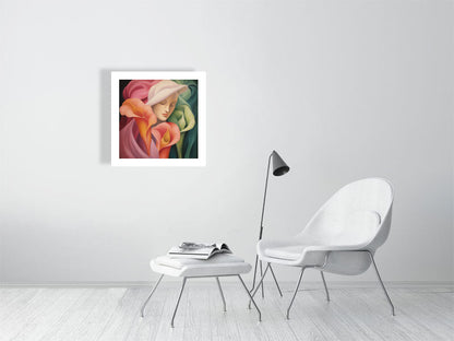 Painting inspired by georgia okeeffe flower women pastels