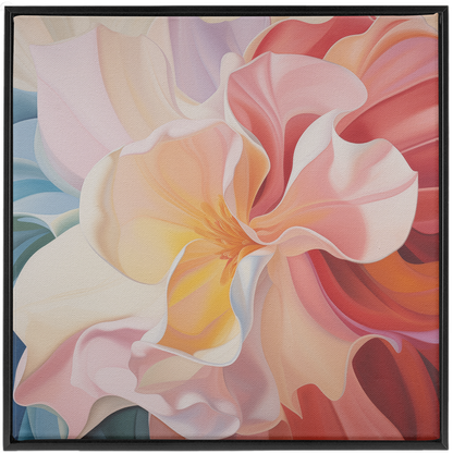 A Pinks And Poetry - Framed Canvas Wraps of a flower on canvas.