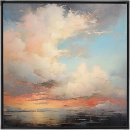 A painting of Pastels Clouds - Framed Traditional Stretched Canvas.