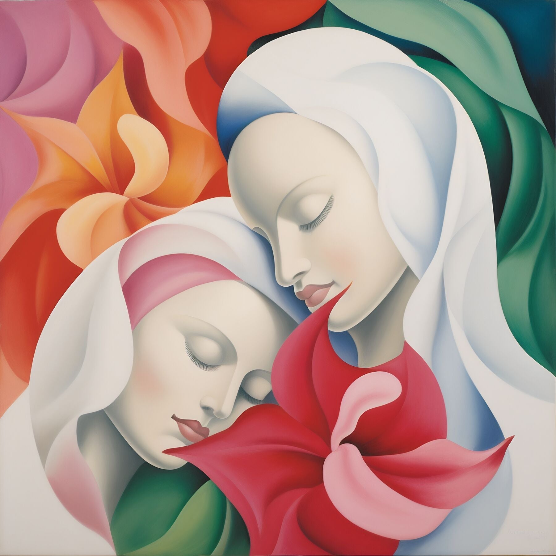 Painting inspired by georgia okeeffe flower women white