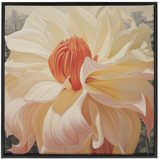 This beautiful XXL canvas wrap features a deep thinking white flower, framed for an enhanced visual appeal. This art piece exudes tranquillity and subtlety, perfect for bringing a sense of calm to any space.