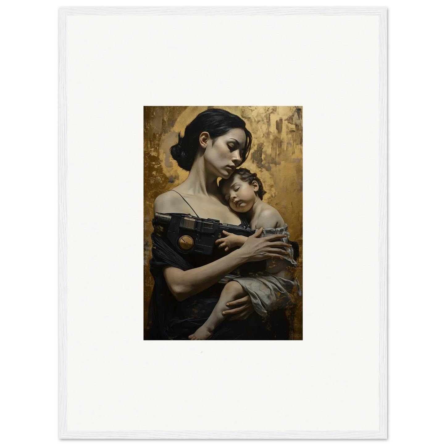 Painting of a woman embracing a child, perfect for protector diptych room decor