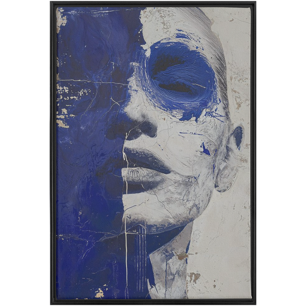 A Portrait In Deep Blue - XXL Framed Canvas Wraps.